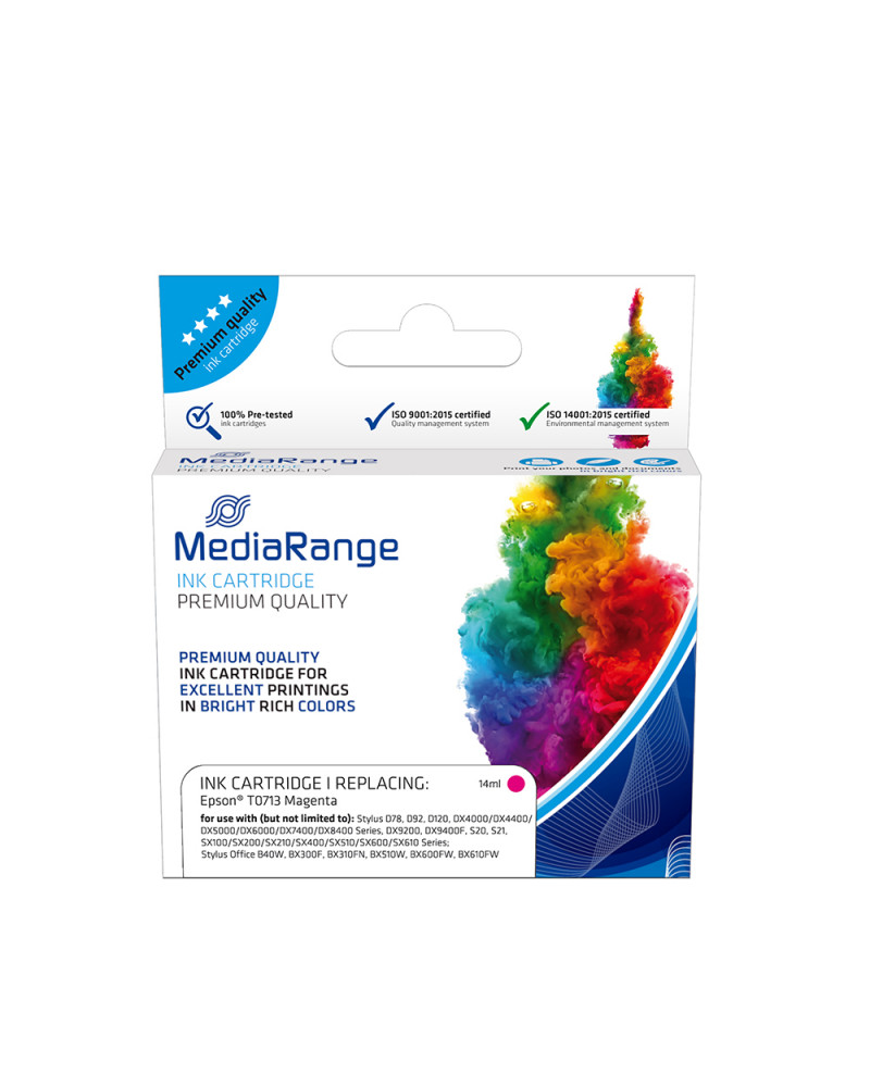 Inkjet MEDIARANGE Συμβατό για Εκτυπωτές Epson (Magenta) (T0713) (MRET071M)