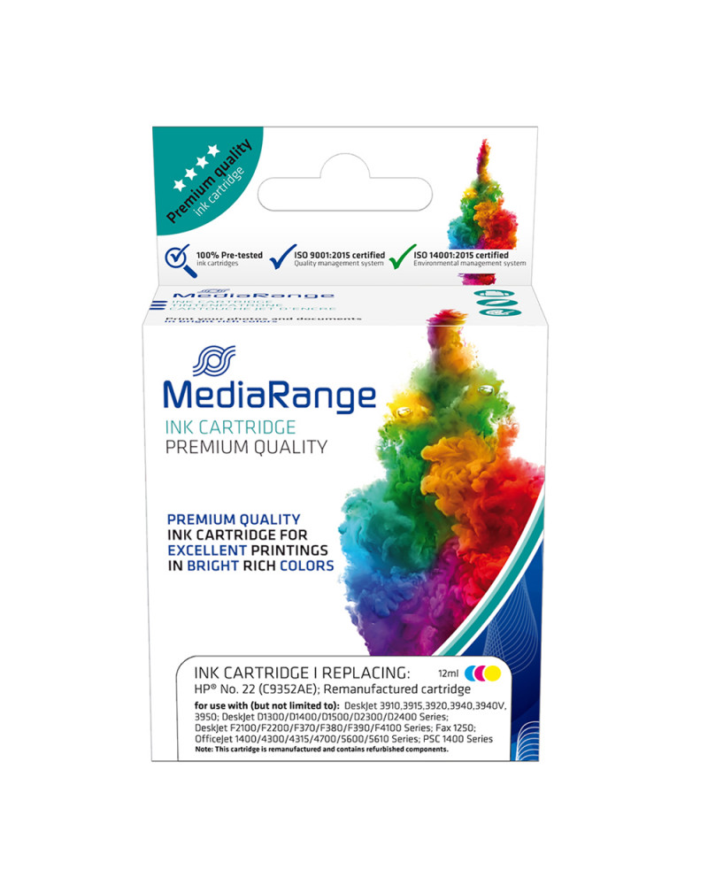 Inkjet MEDIARANGE Συμβατό για Εκτυπωτές HP (Colour) (No.22) (C9352A) (MRHP22CMY)